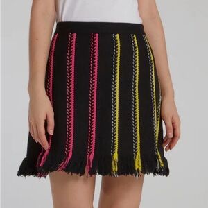 ICEBERG Frayed Knit Skirt Wool Blend ALine Colorful Women Medium Cybergoth Italy